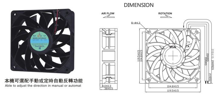 臺灣三巨SJ1238LE6-AEC軸流風(fēng)機(jī)