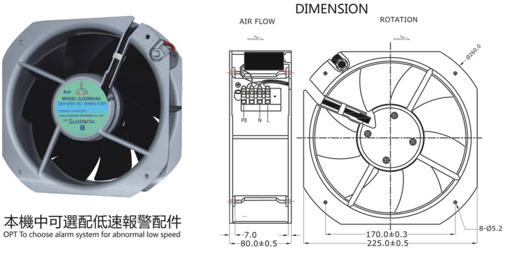 臺(tái)灣三巨SJ2208HA2-鐵葉風(fēng)機(jī)